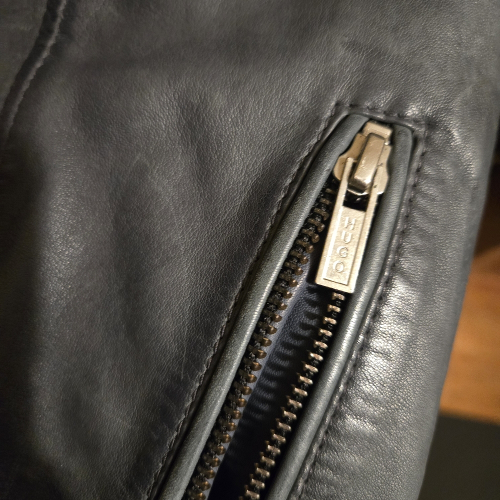 Hugo Boss Blue Leather Jacket - Picture 8 of 8